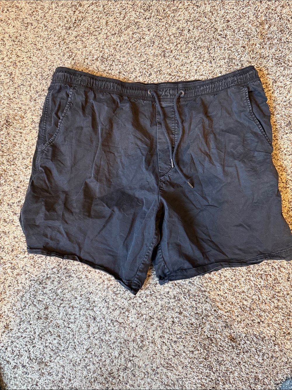 Men's American Eagle Black Drawstring Linen-Blend Shorts